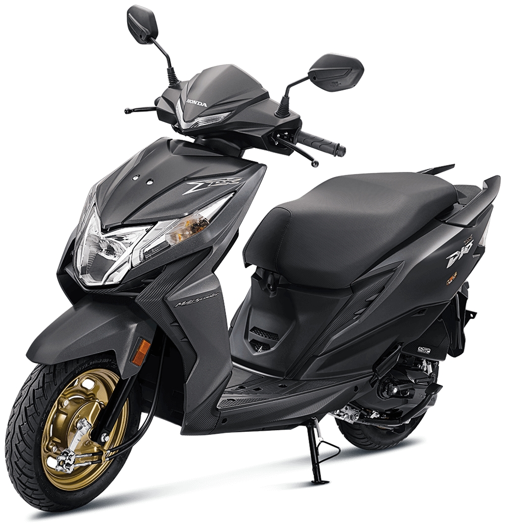 Checkout Deluxe Grey Honda Dio BS6 at reasonable price exclusively at Rushabh Honda, Nashik. Best Two wheeler Honda Dealers for years.