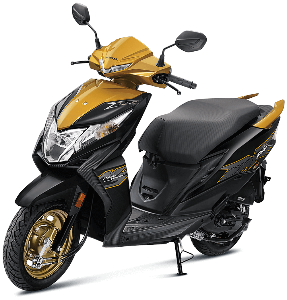 Checkout Deluxe Yellow Honda Dio BS6 at reasonable price exclusively at Rushabh Honda, Nashik. Best Two wheeler Honda Dealers for years.