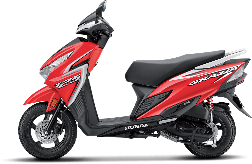 Available Pearl Spartan Red Honda Grazia 125 at reasonable price exclusively at Rushabh Honda, Nashik. Best Two wheeler Honda Dealers for years. 