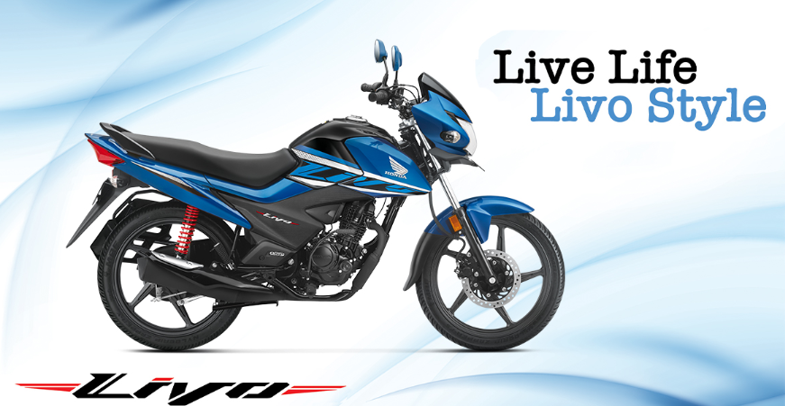 Available Blue Metallic Honda Livo at reasonable price exclusively at Rushabh Honda, Nashik. Best Two wheeler Honda Dealers for years.