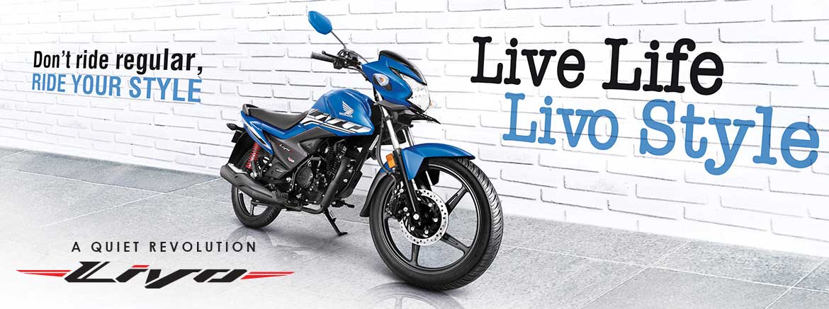 Available Blue Metallic Honda Livo at reasonable price exclusively at Rushabh Honda, Nashik. Best Two wheeler Honda Dealers for years.
