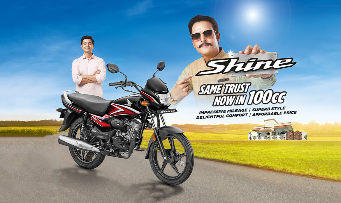 Checkout Black Honda Shine 100 OBD2 features, price and more exclusively at Rushabh Honda, Nashik. Best Two wheeler Honda Dealers for years. Click for more!