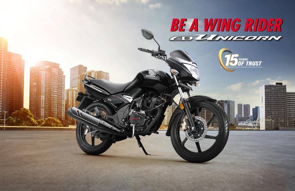 Checkout Black Honda CB Unicorn features, price and more exclusively at Rushabh Honda, Nashik. Best Two wheeler Honda Dealers for years. Click for more!