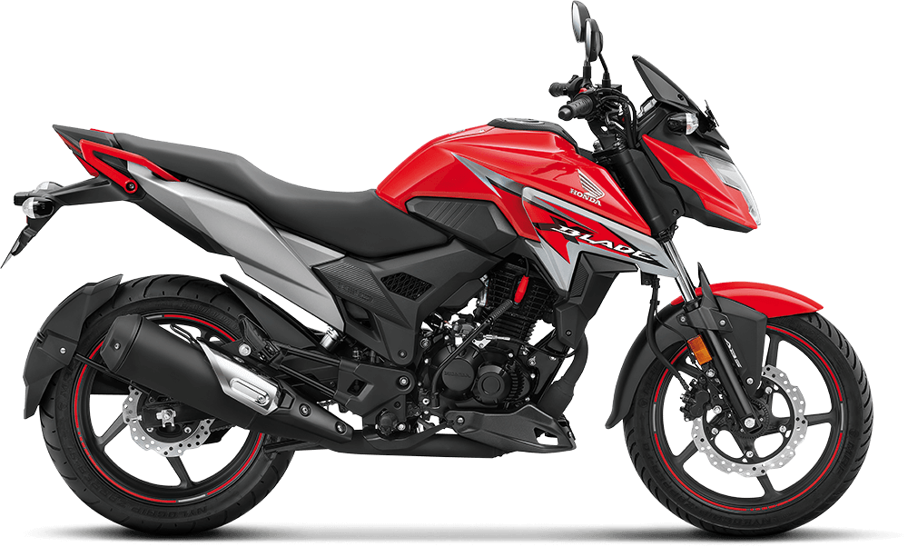 Available Pearl Spartan Red Honda X Blade at reasonable price exclusively at Rushabh Honda, Nashik. Best Two wheeler Honda Dealers for years.